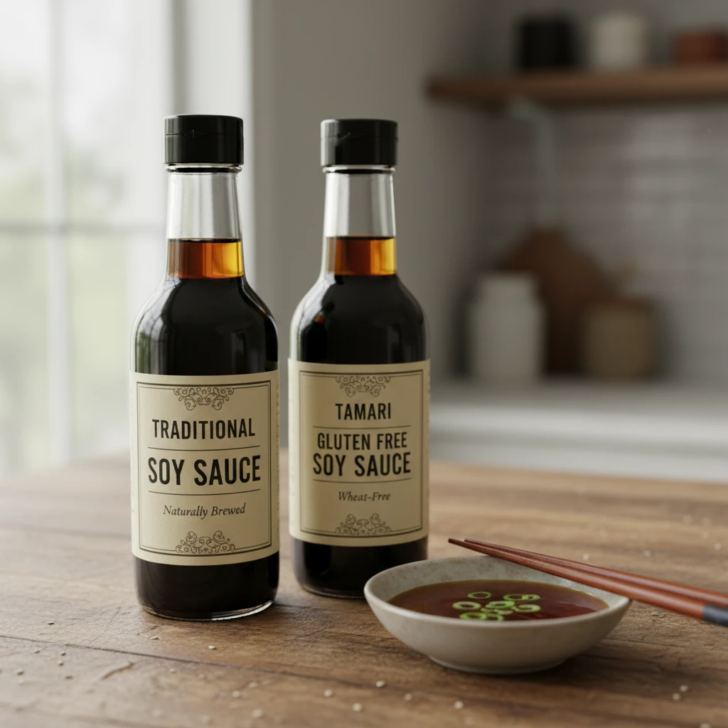 Comparison of traditional soy sauce containing wheat versus gluten-free Tamari