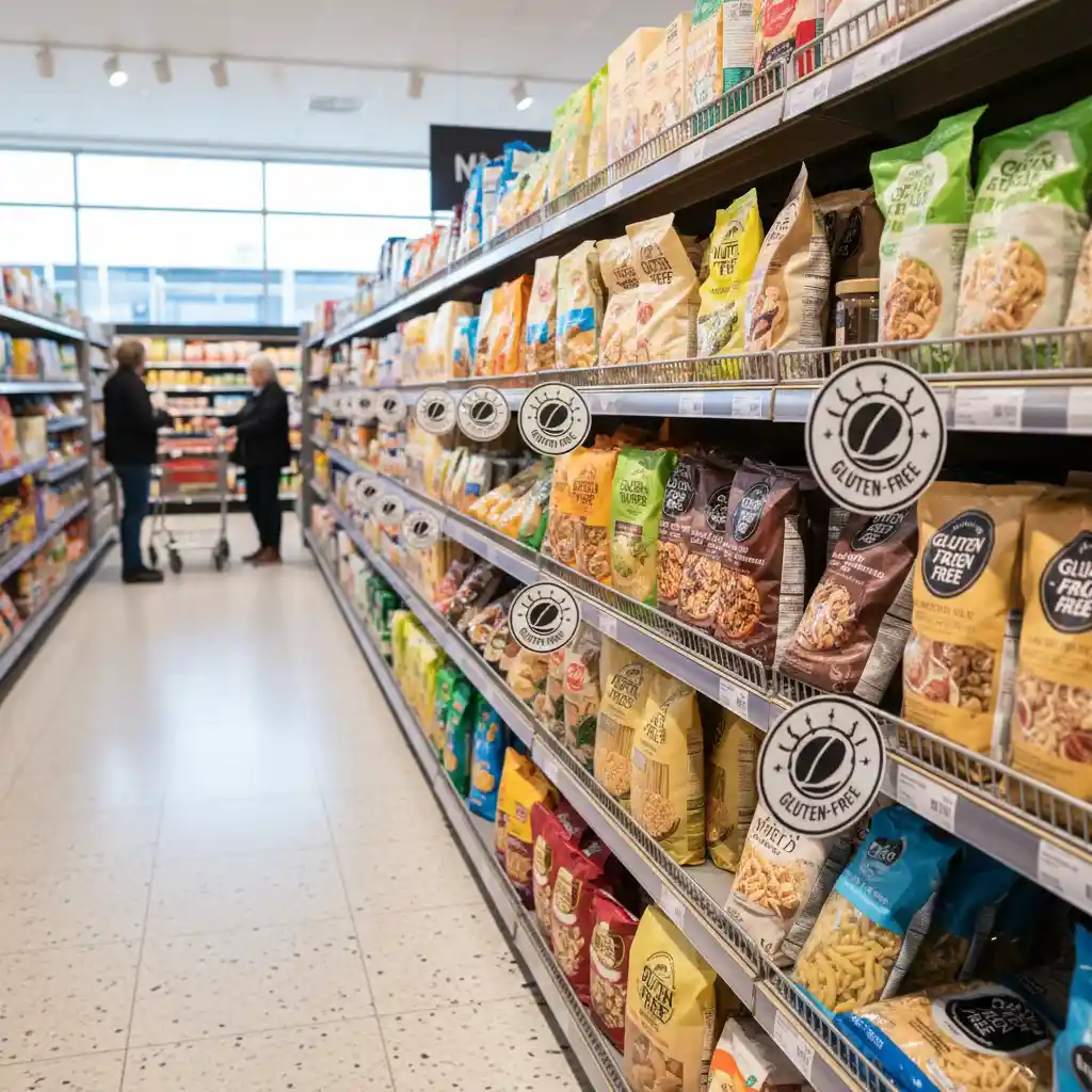 Gluten-free shopping aisle in a New Zealand supermarket