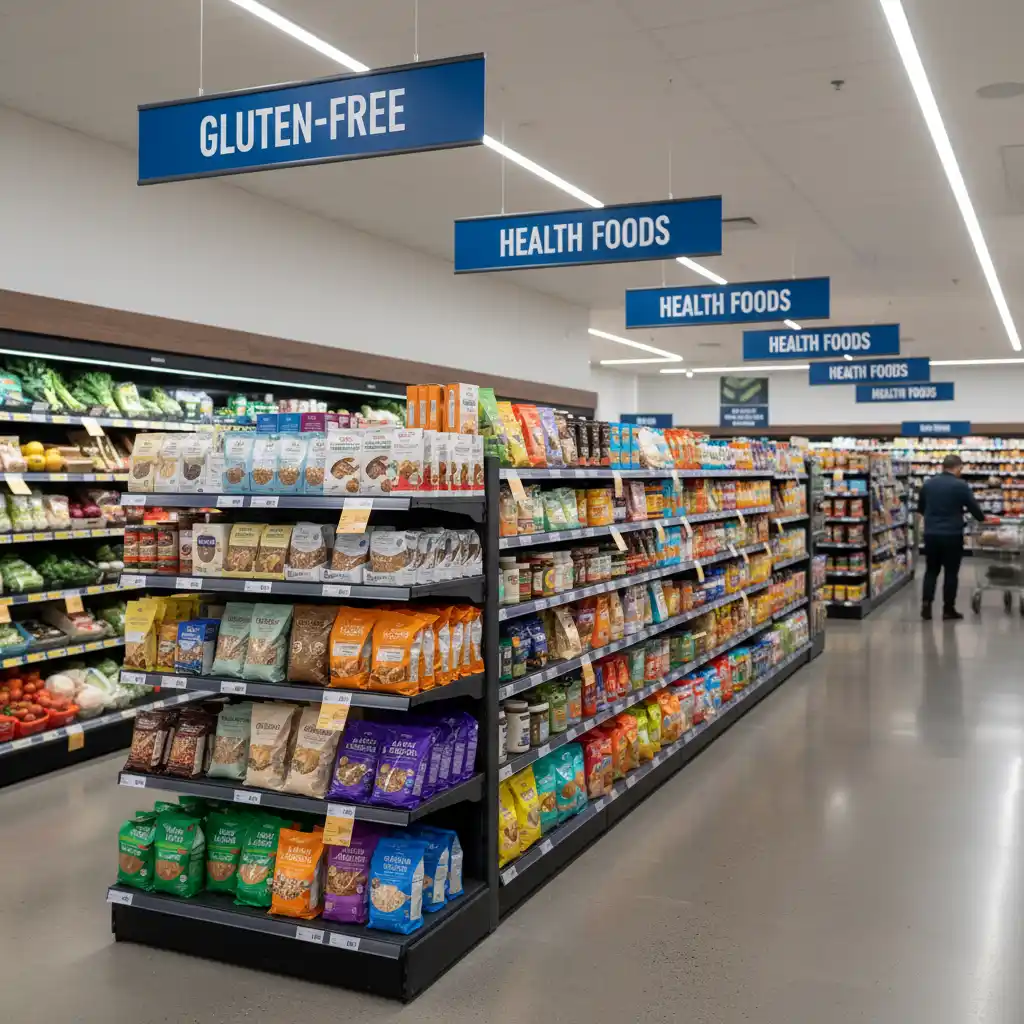 Gluten-free aisle in a New Zealand supermarket