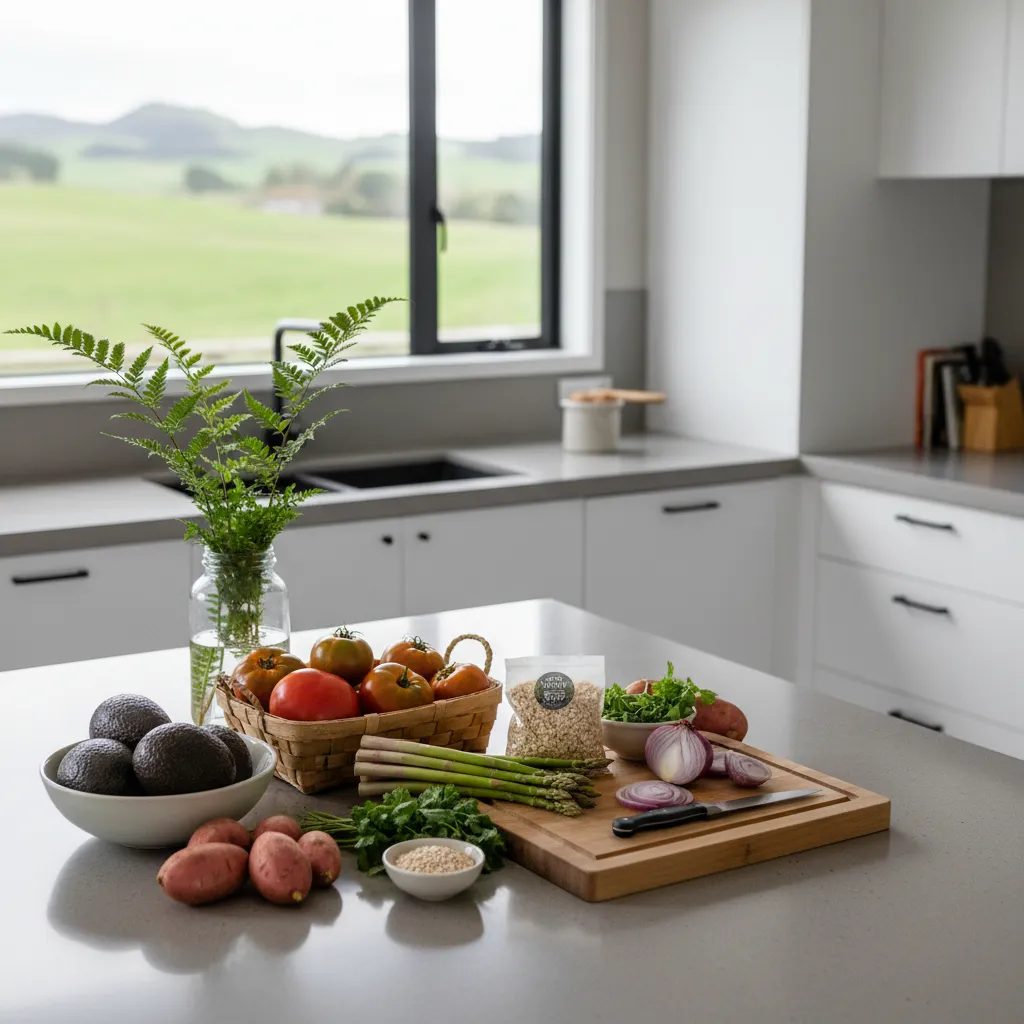 Fresh gluten free ingredients on a New Zealand kitchen counter
