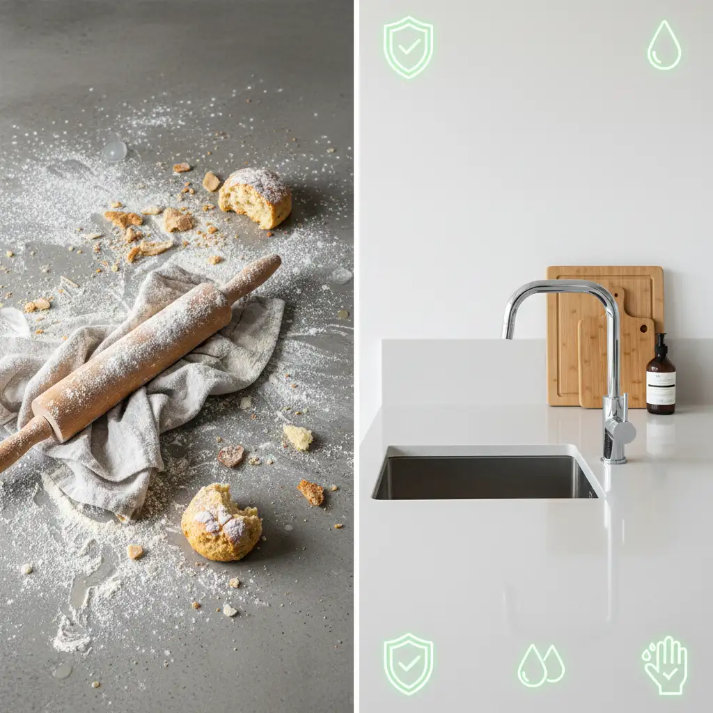 Visual representation of gluten cross contamination risks in a kitchen