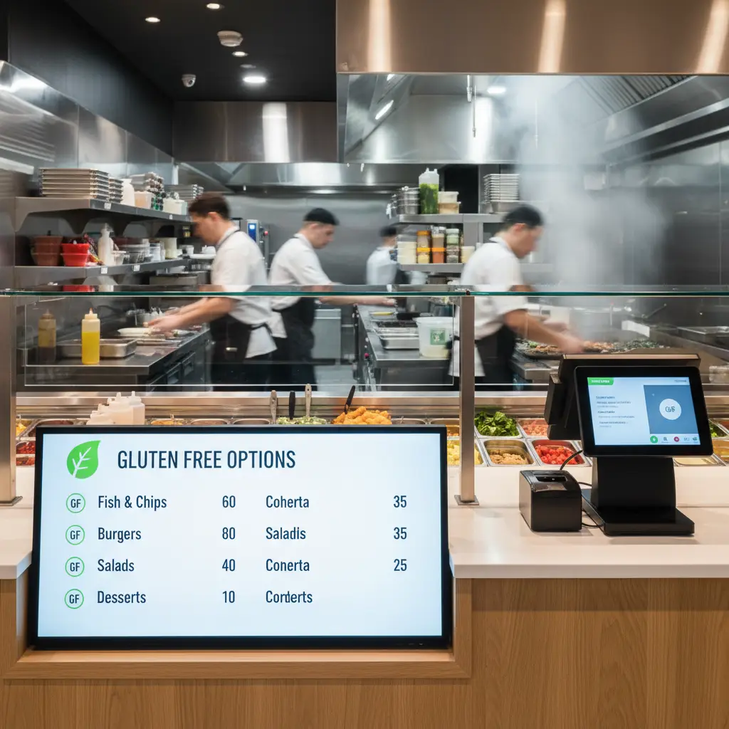 Gluten free fast food menu board in New Zealand