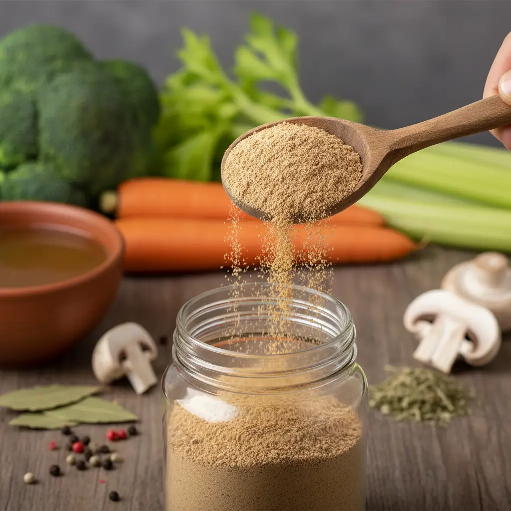 Yeast extract powder on a spoon