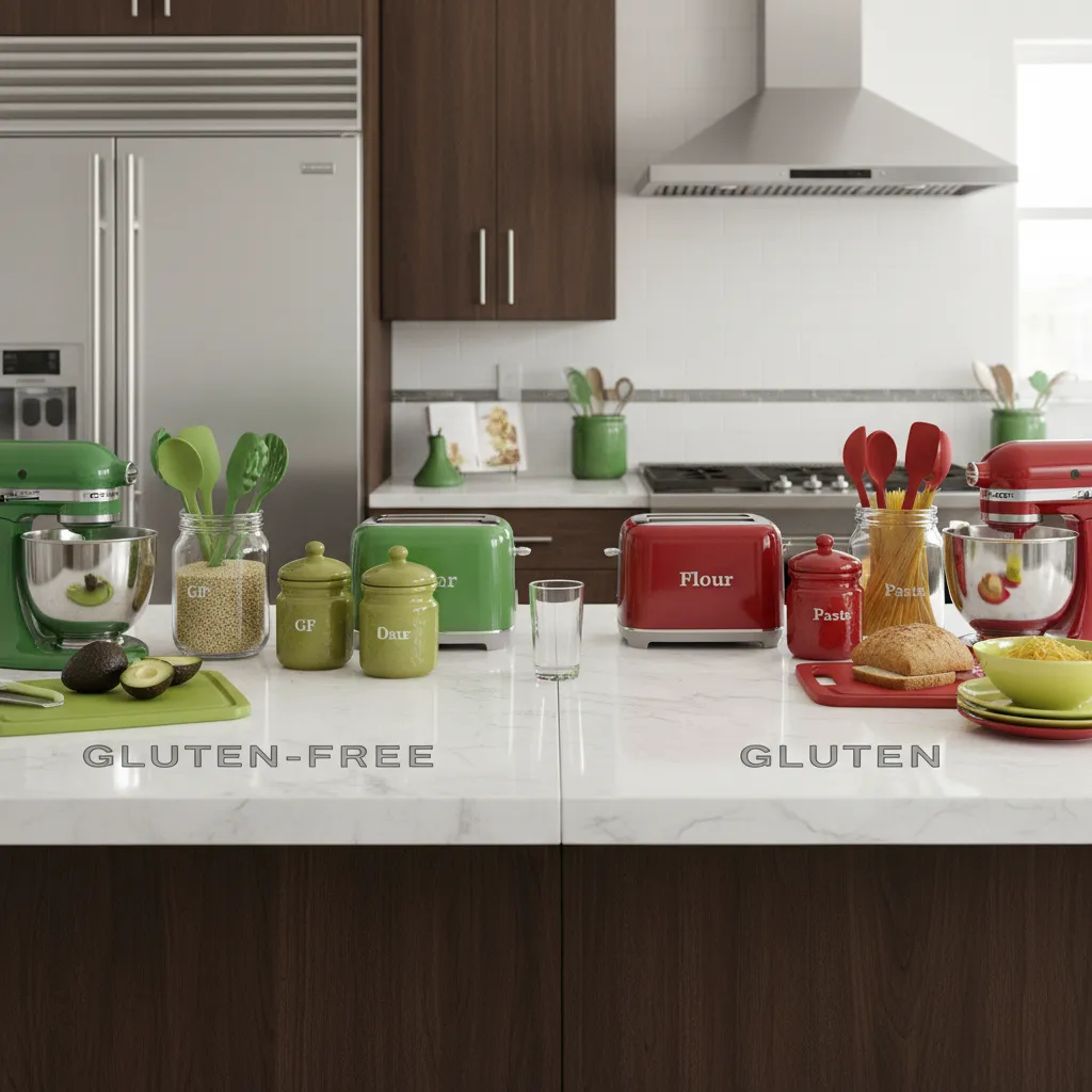 Shared kitchen zoning strategy with color coding