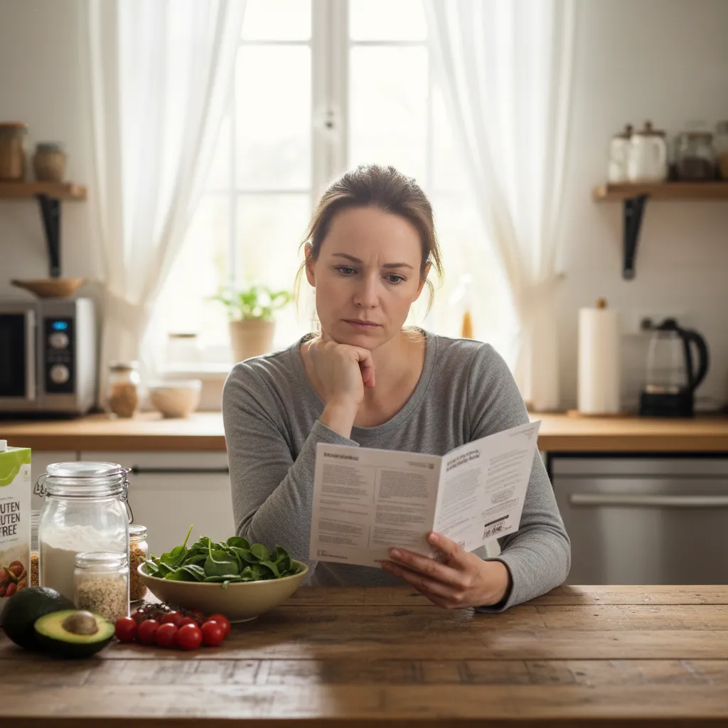 Woman reflecting on celiac diagnosis and dietary changes