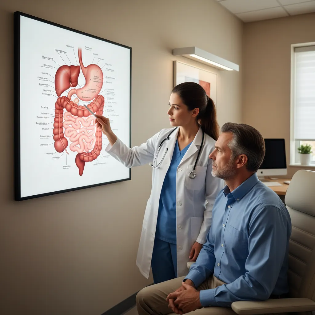 Doctor explaining Celiac disease mechanism to a patient