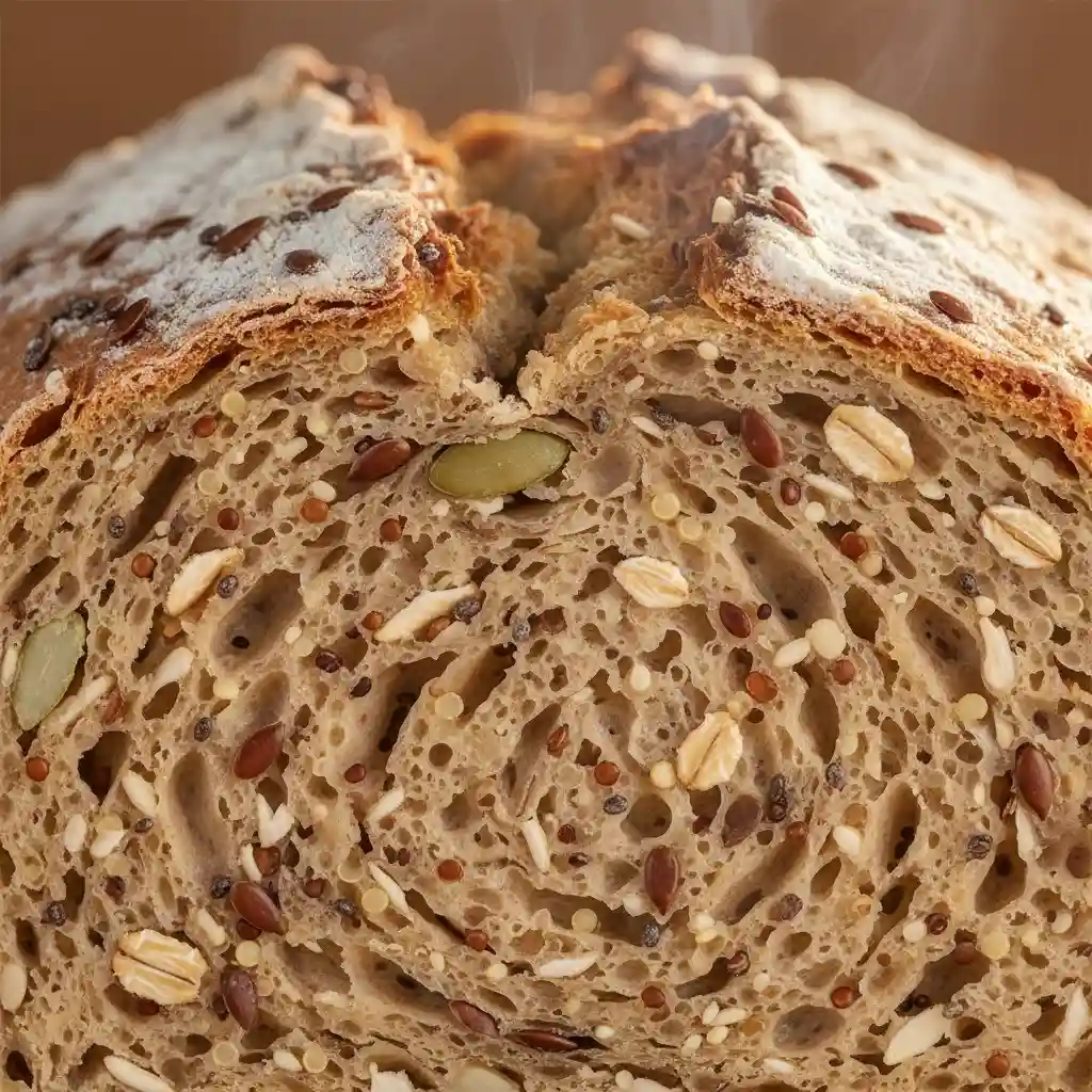 Close up texture of gluten free sourdough bread crumb