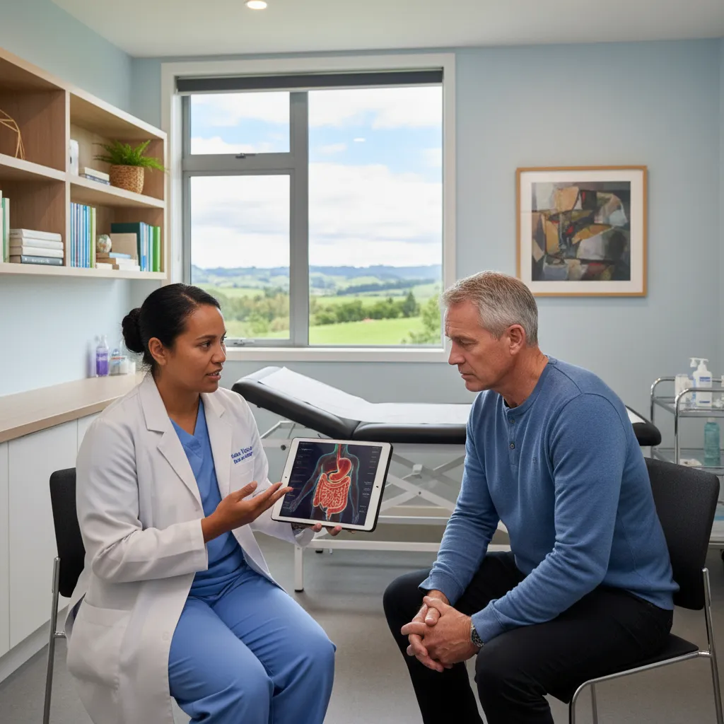 Doctor consulting with patient about Coeliac diagnosis in NZ