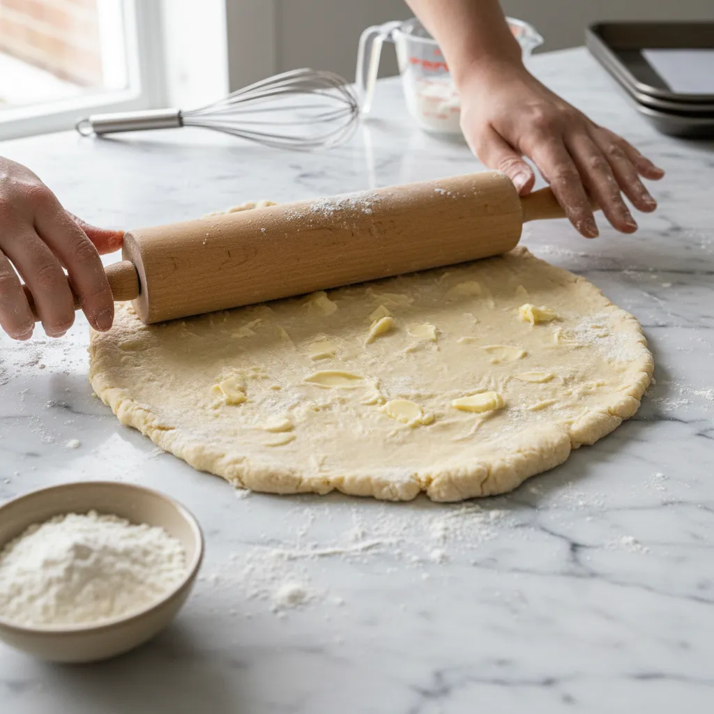 Rolling out gluten free pastry dough for meat pies