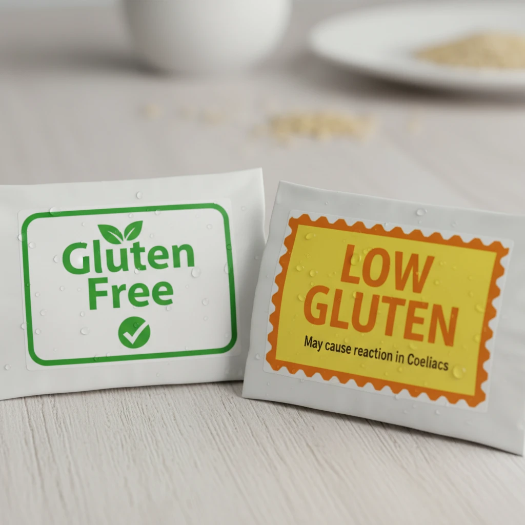 Comparison of Gluten Free vs Low Gluten labels