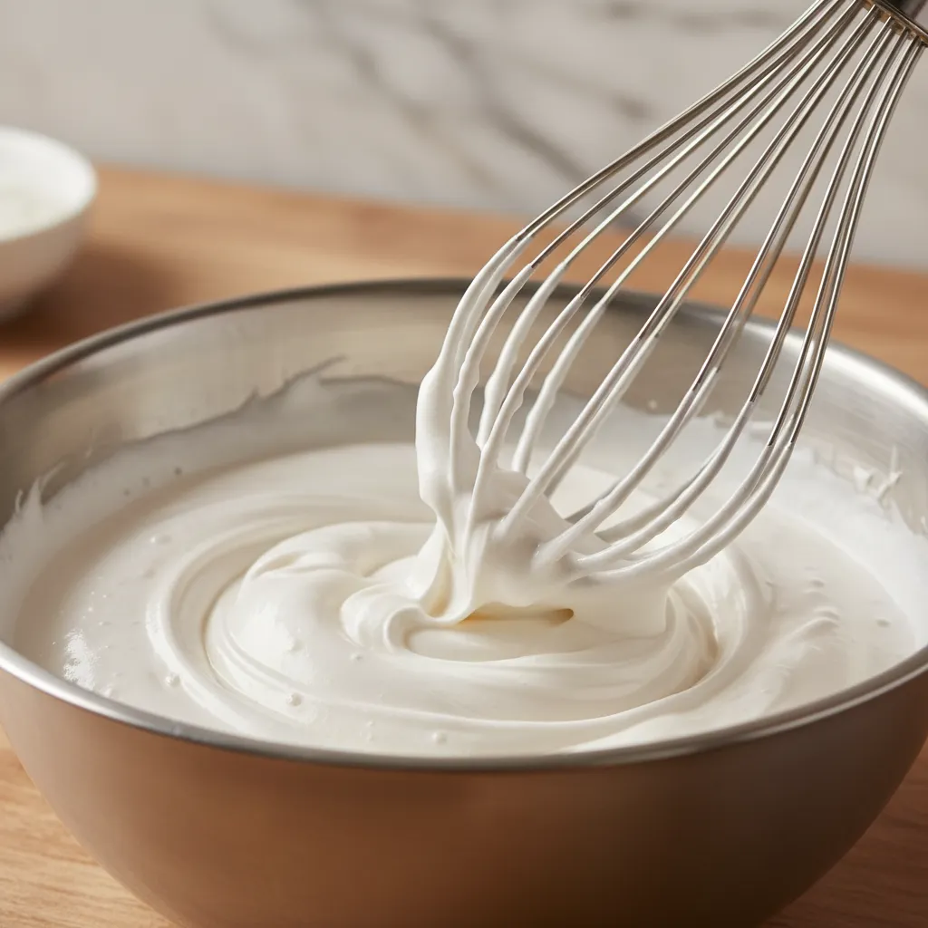 Whisking egg whites to stiff peaks for gluten free pavlova