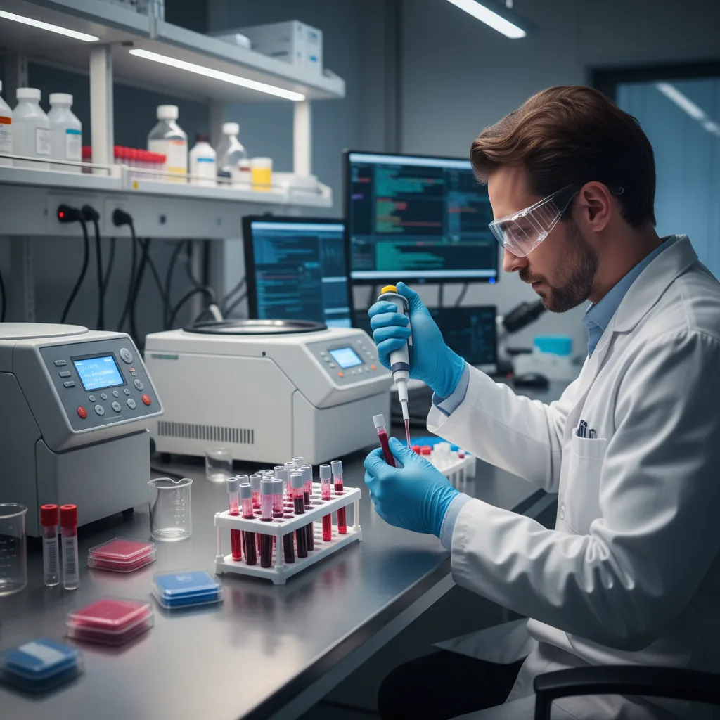 Laboratory technician analyzing celiac disease blood test samples