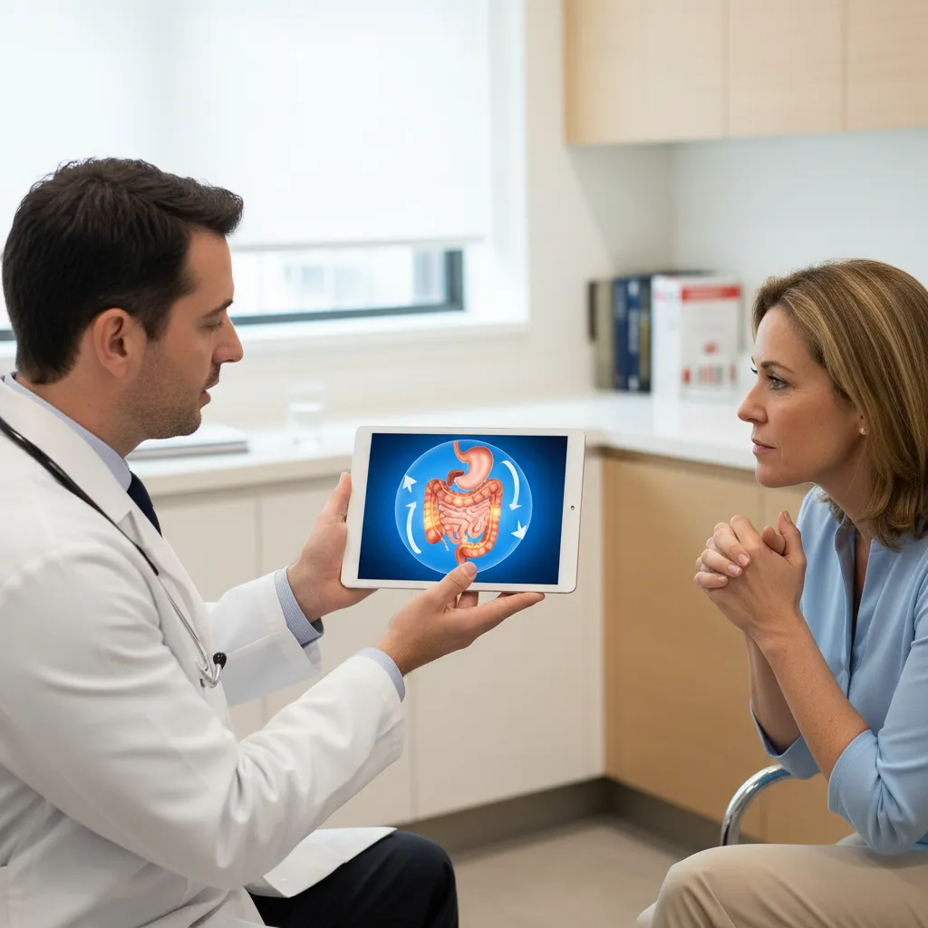 Doctor explaining autoimmune digestive disorders to a patient