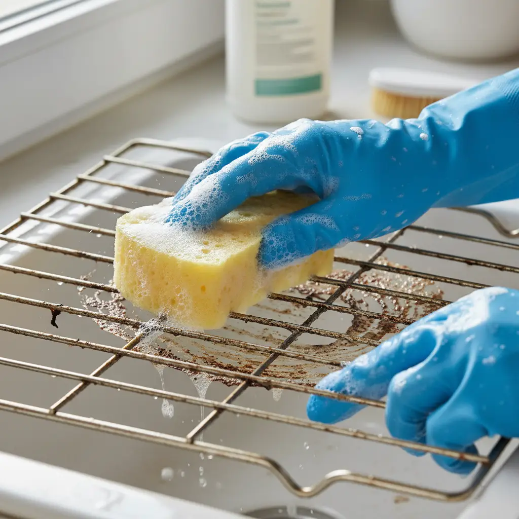 Deep cleaning oven racks to remove gluten residue