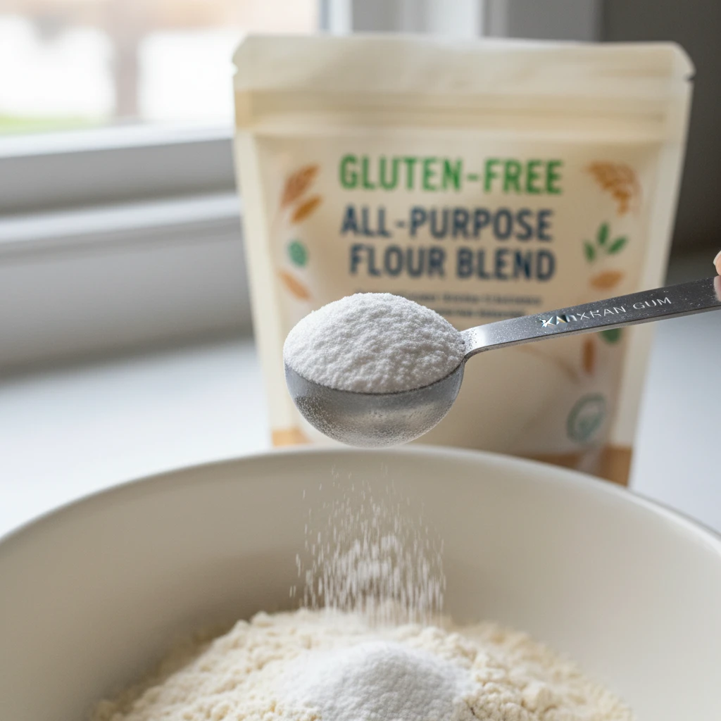 Measuring xanthan gum for gluten-free baking