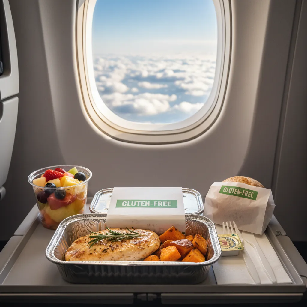 Gluten-free airline meal (GFML) on a flight