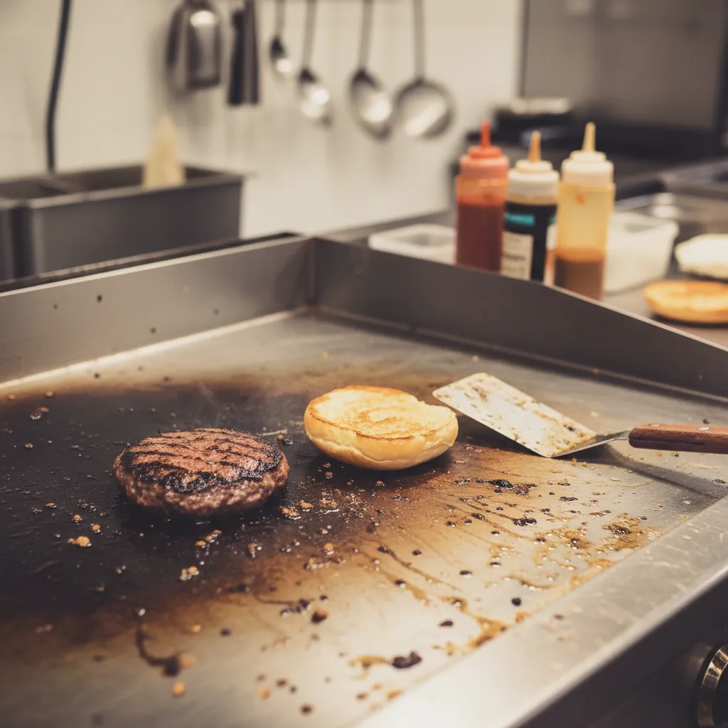 Cross contamination risk on a shared restaurant grill