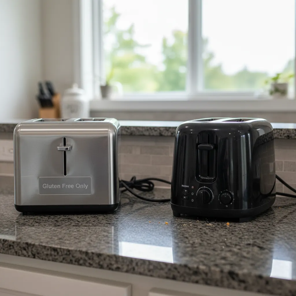 Separate toasters labeled for gluten free safety