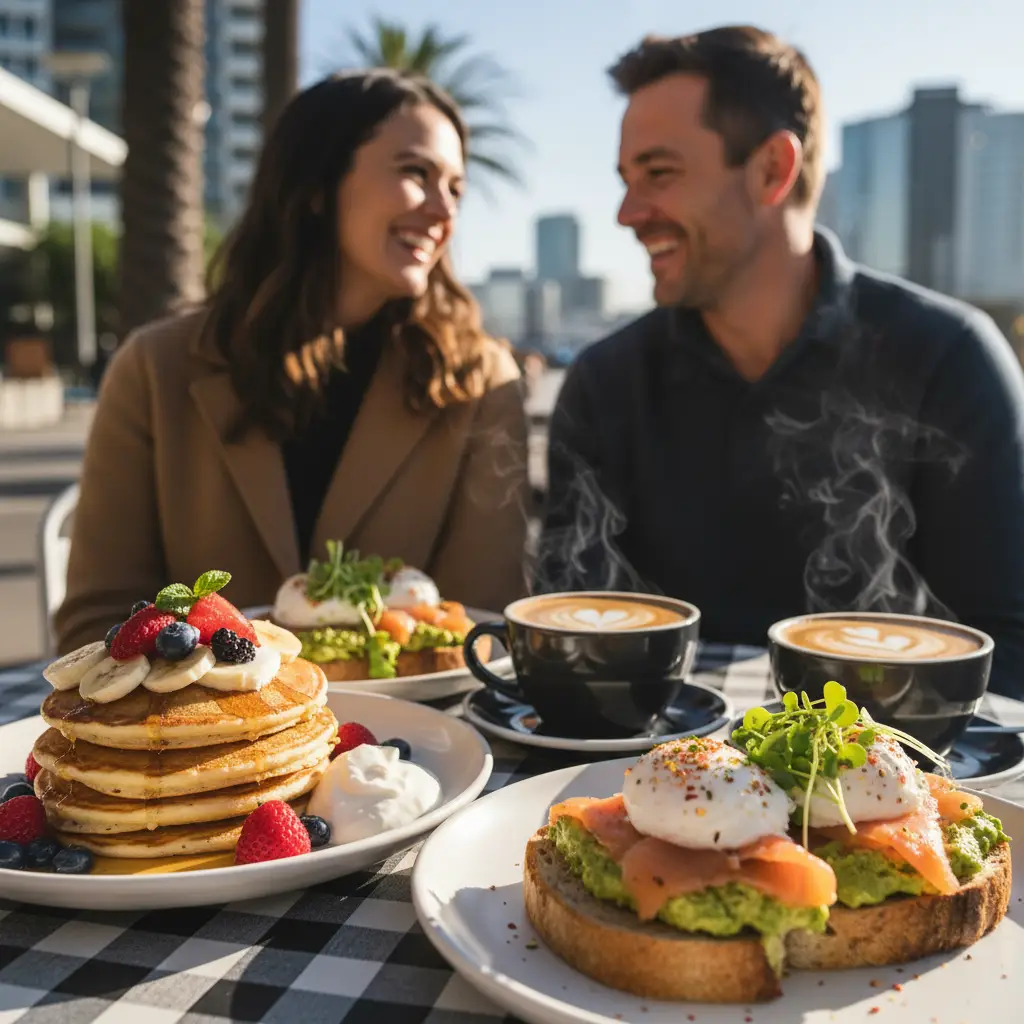 Couple enjoying gluten free dining in an Auckland cafe