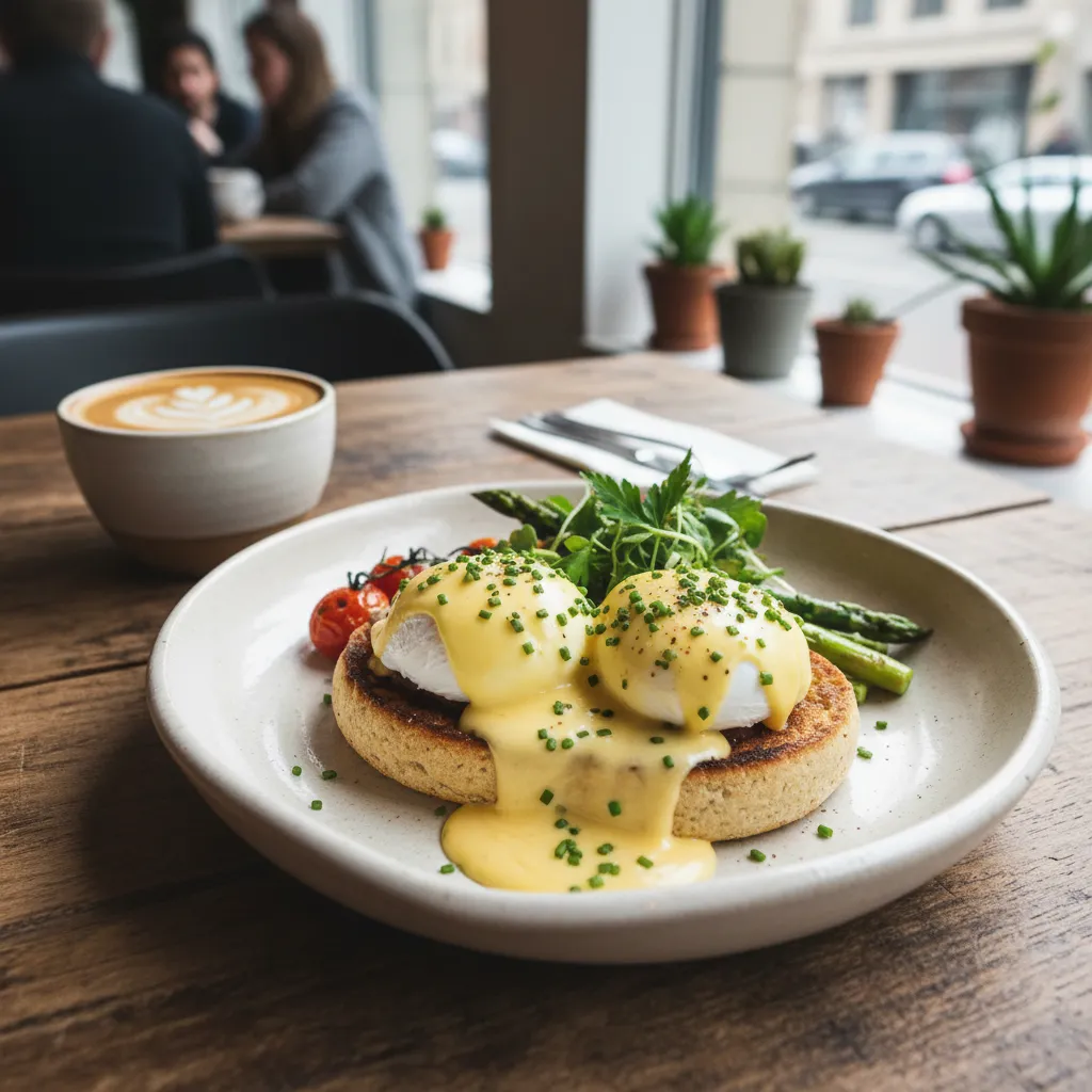 Gourmet gluten free eggs benedict at a Ponsonby cafe