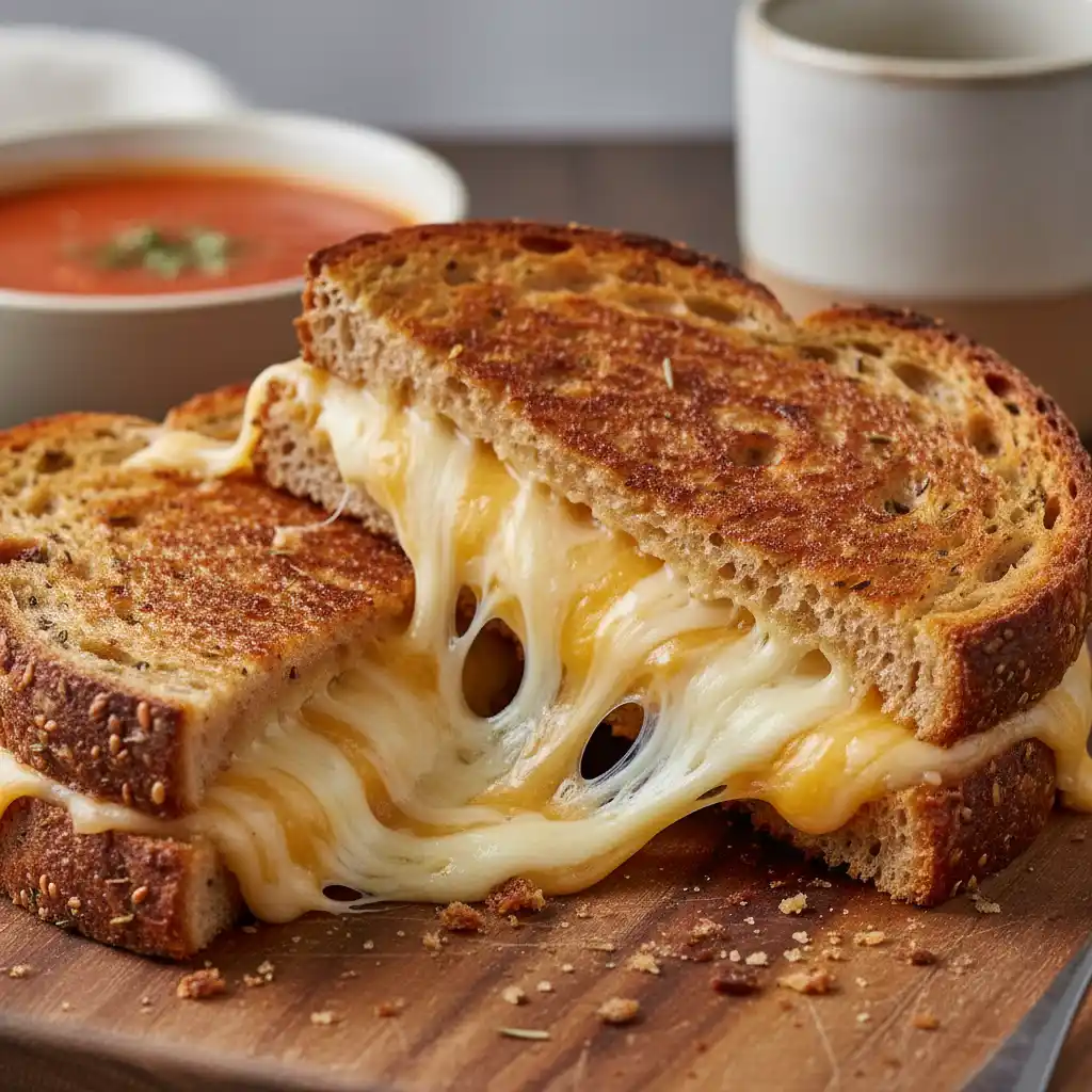 Gluten free toasted sandwich with melted cheese