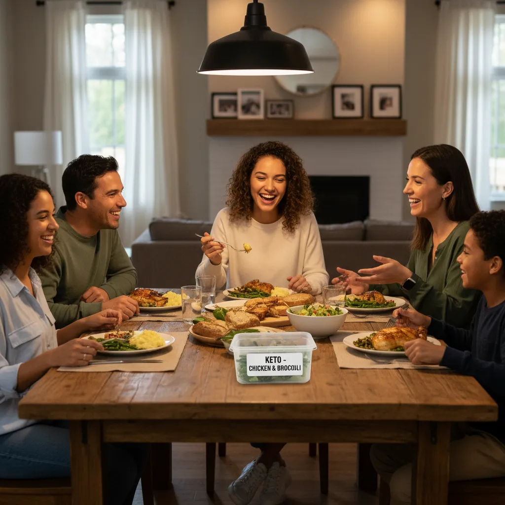 Family dinner with safe gluten-free meal practices
