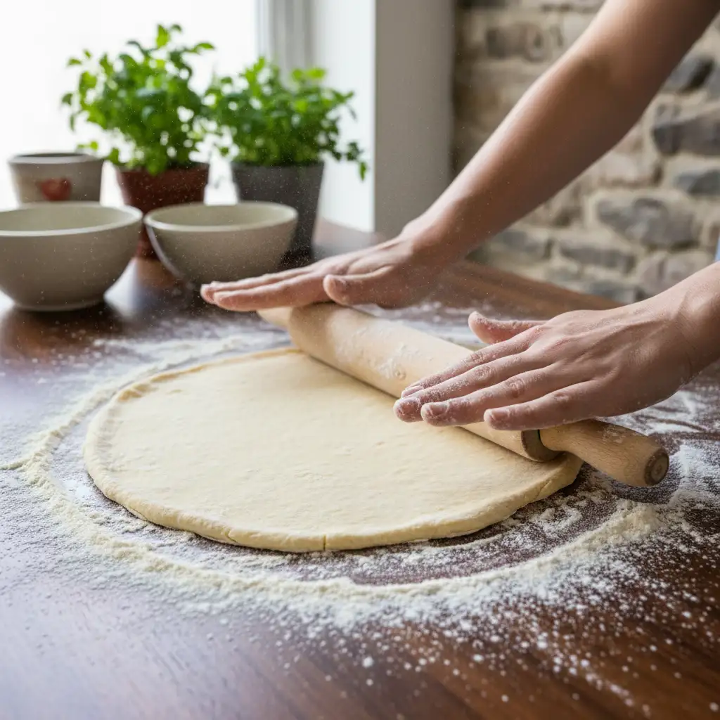 Rolling out flexible gluten free dough for wraps