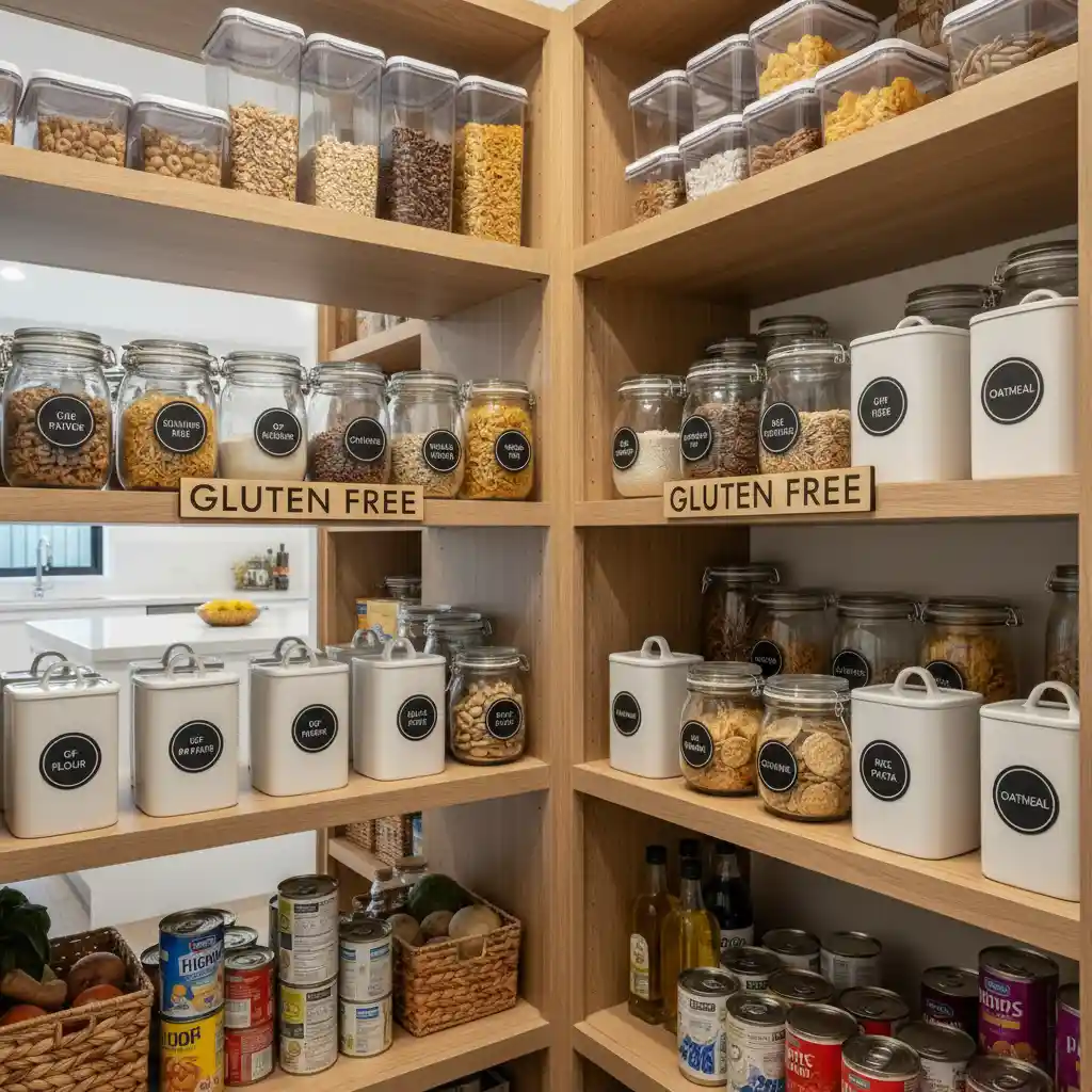 Organized gluten-free pantry in a Kiwi home