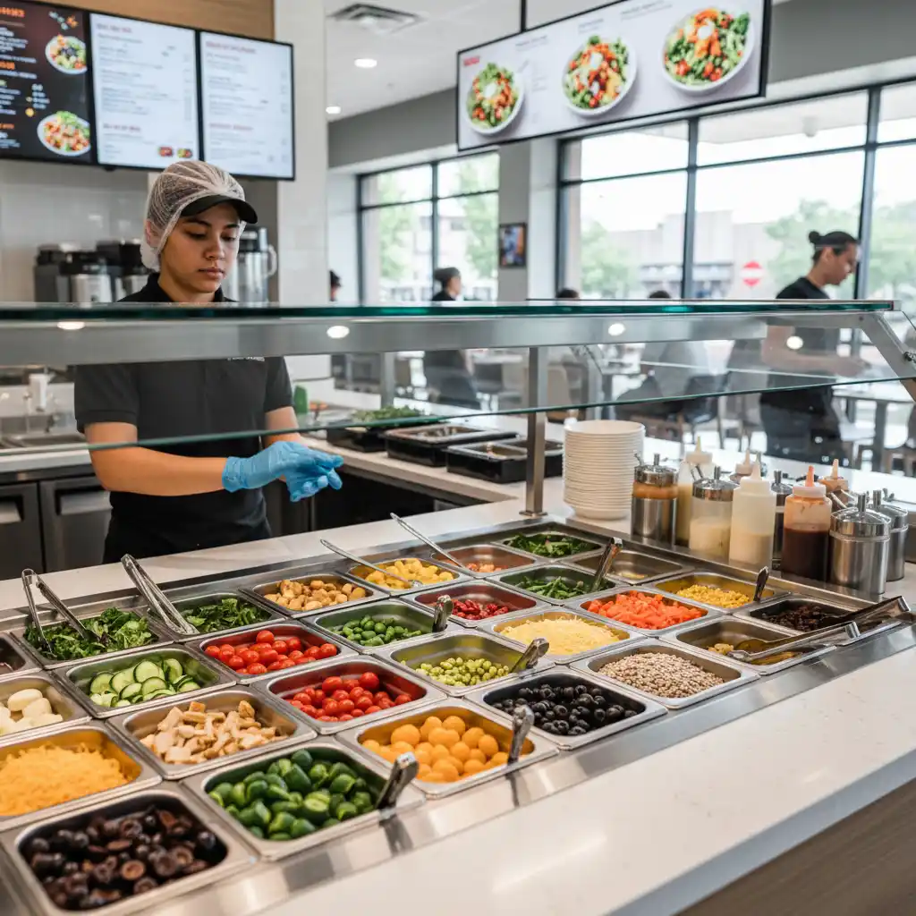 Fresh salad bar safe preparation