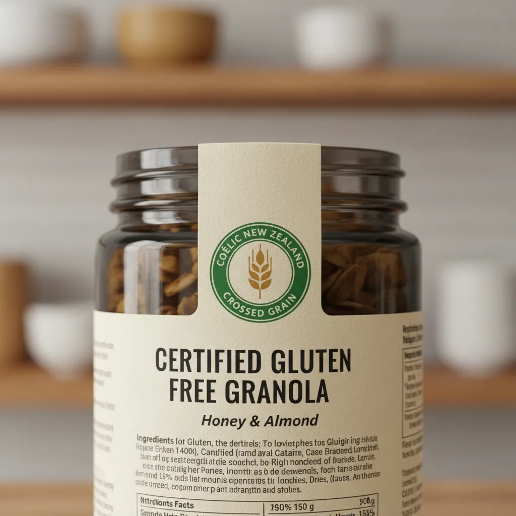 Coeliac New Zealand Crossed Grain Logo on food packaging