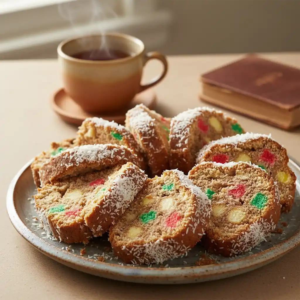 Sliced gluten free lolly cake ready to serve