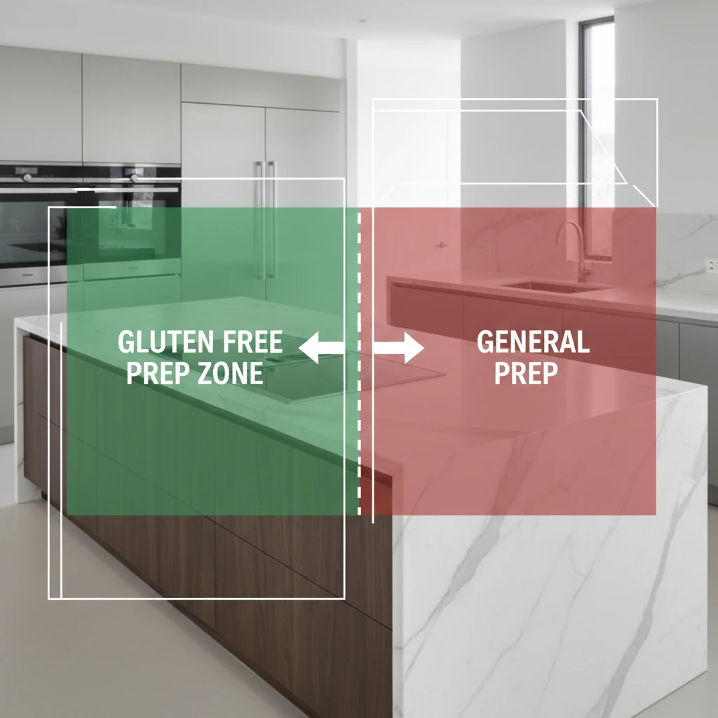 Kitchen countertop zoning for celiac safety
