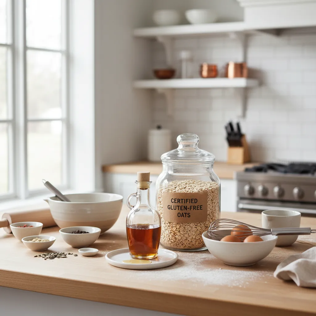 Gluten-free baking ingredients setup